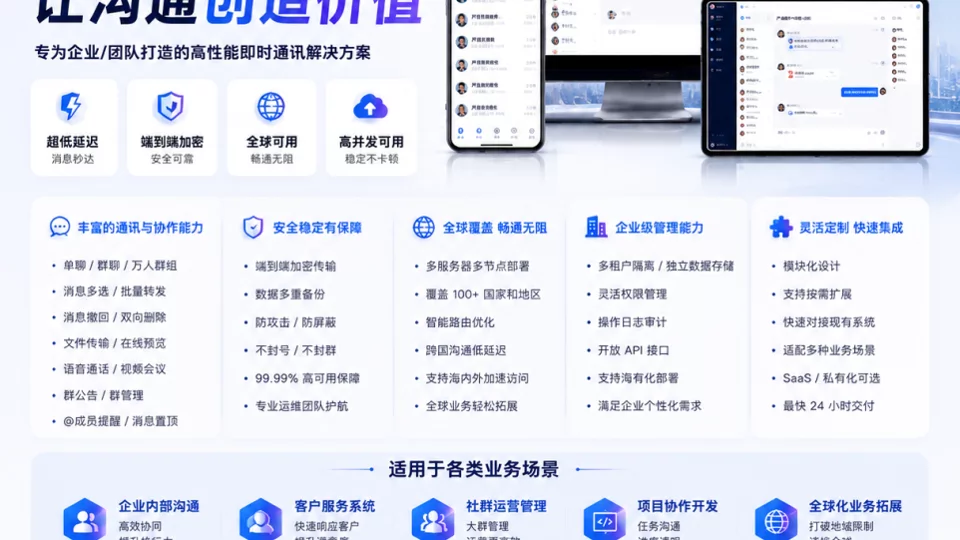 三方聊天软件工具定制开发:打造稳定、安全、高效的企业级IM通讯平台